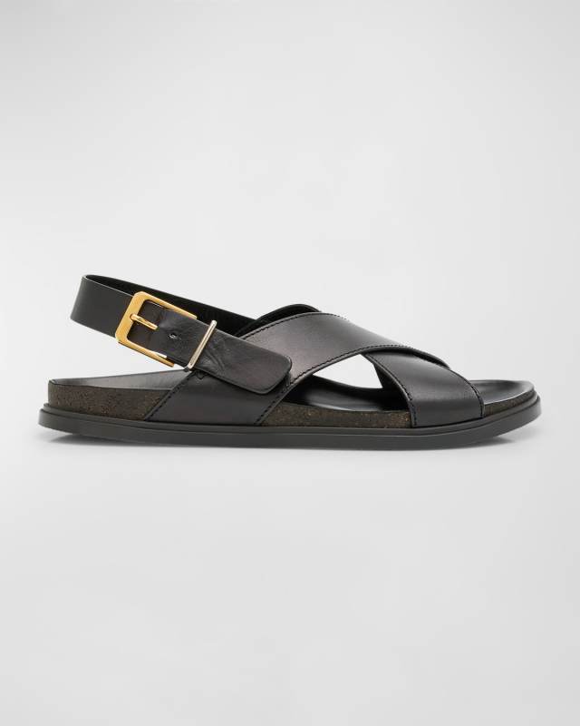 Leather Crisscross Slingback Sandals